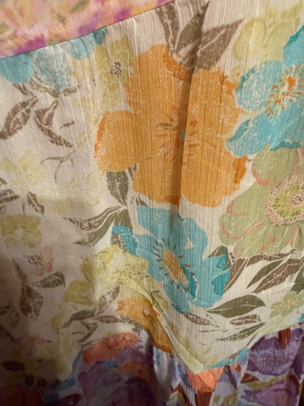 Mystree Floral Patchwork Tiered Maxi Dress - Pastel Multi Women’s size medium - Picture 5 of 8